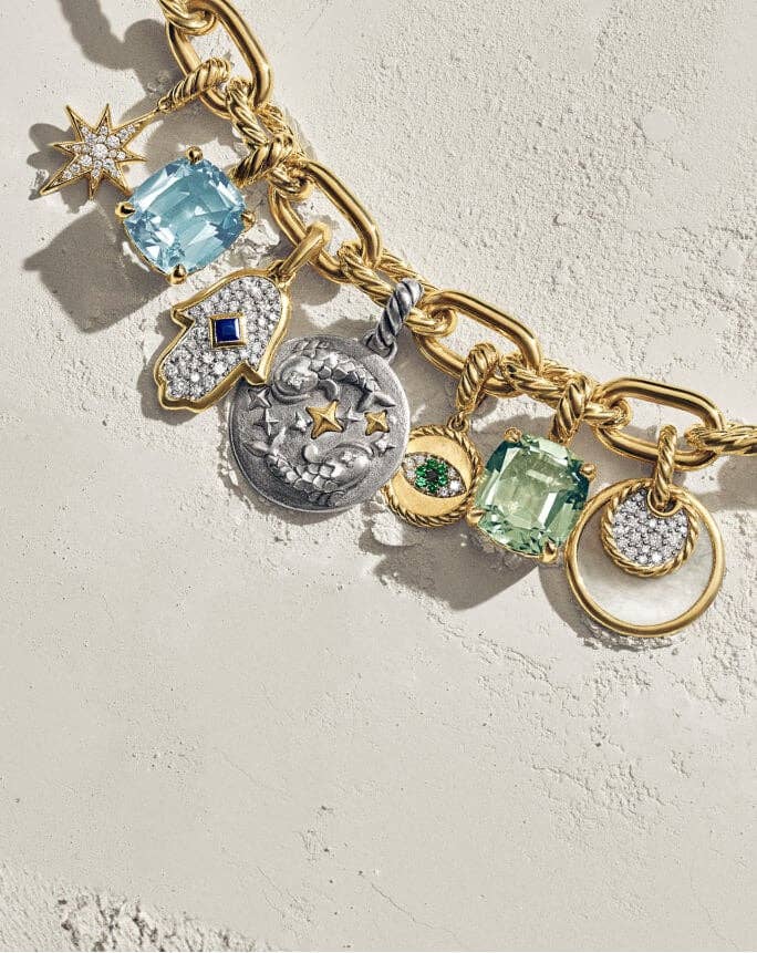David Yurman charms on a chain.