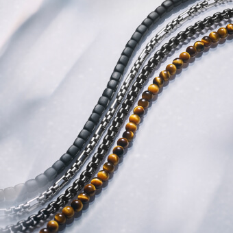 Streamline® Double Wrap Black Leather Bracelet with Sterling Silver.