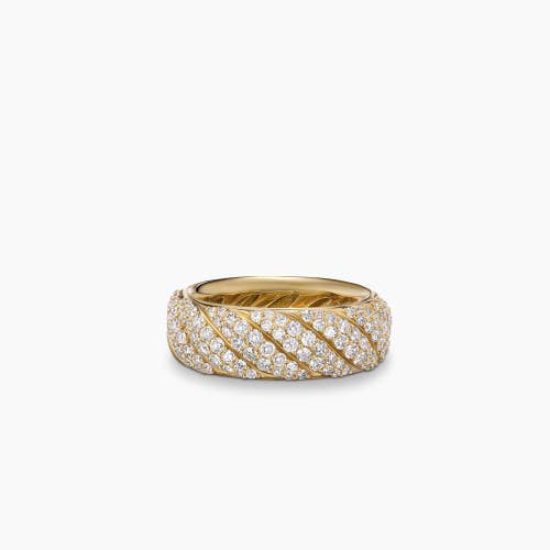 Sculpted Cable Band Ring in 18K Yellow Gold with Diamonds, 7.5mm 