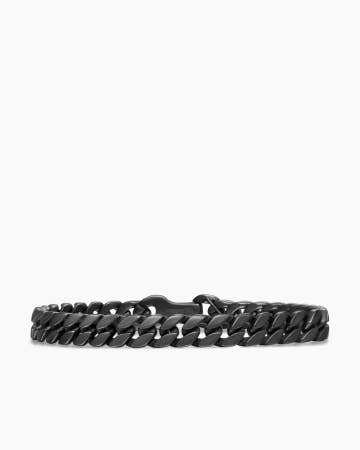 Bracelet chaîne en maille cheval en titane noir, 8 mm