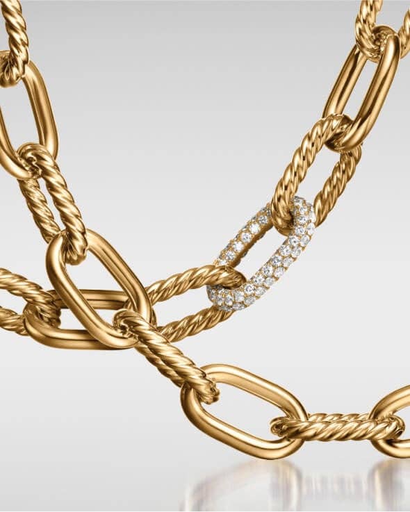 Two David Yurman Madison chains in gold.