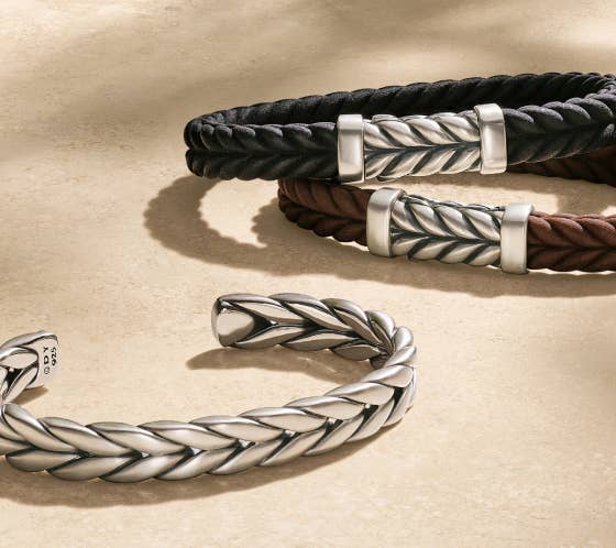 A collection of 3 David Yurman Cable Bracelets.