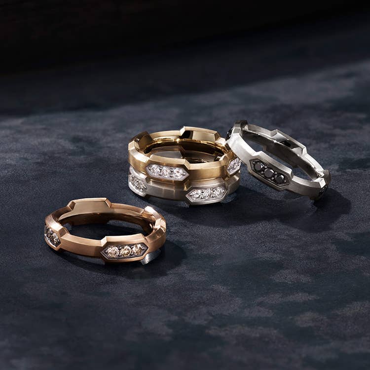 Shop these hex band rings.