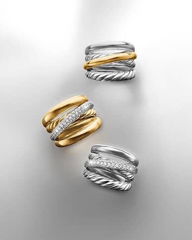 Three David Yurman rings for women.