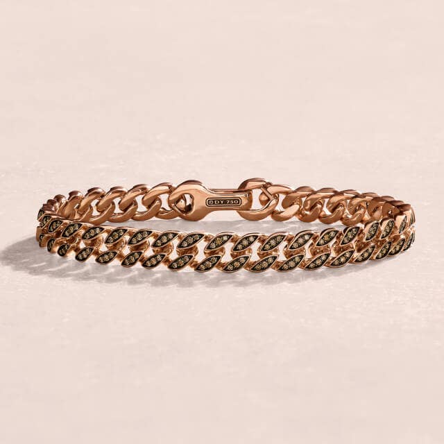 Curb Chain Bracelet in 18K Rose Gold, 8mm