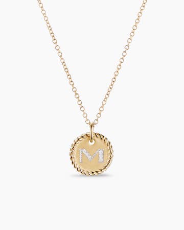 Charm Necklace in 18K Yellow Gold with Diamond Initial