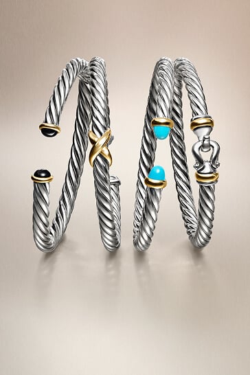 Five David Yurman cable bracelets.