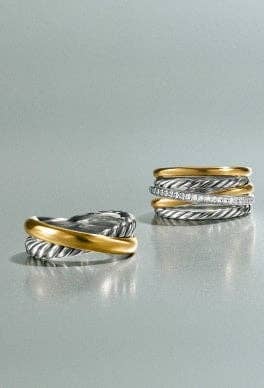 David Yurman Crossover rings and bracelets.