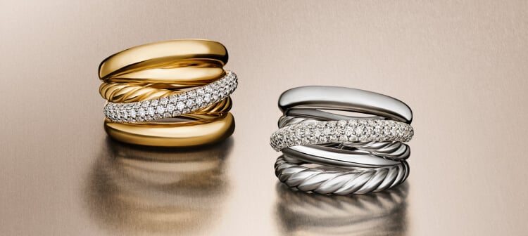 Two David Yurman Crossover rings.