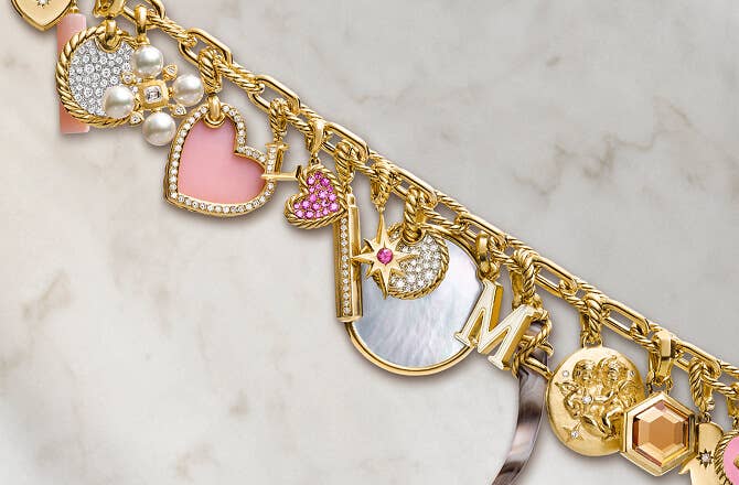 David Yurman charms and amulets on a chain.