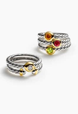 Five David Yurman petite rings.