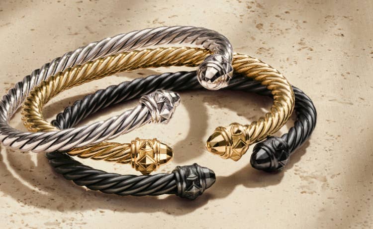 An image of three cable renaissance bracelets.