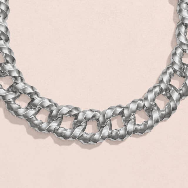 David Yurman Cable Edge curb chain statement necklace in sterling silver.