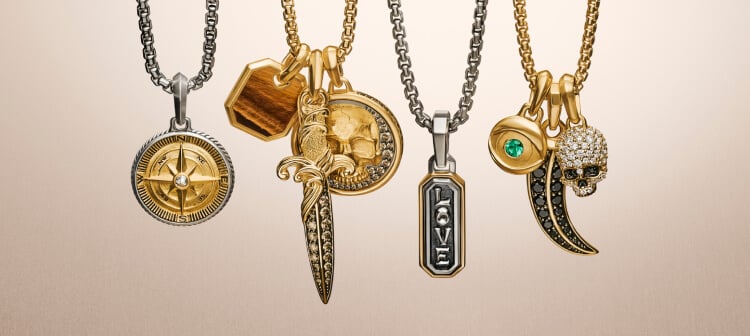 David Yurman men's amulets on chains.