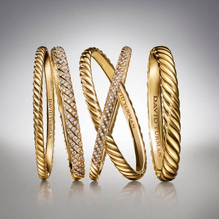 David Yurman Sculpted Cable bangle bracelets.
