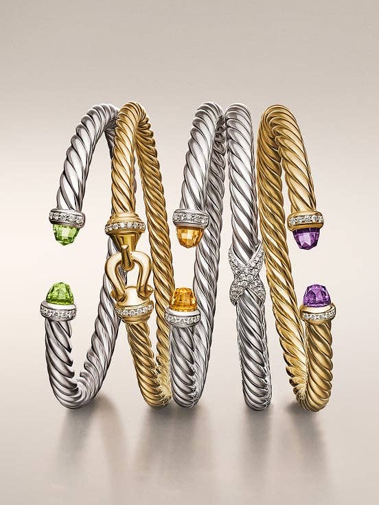 A mix of David Yurman women's bracelets. 