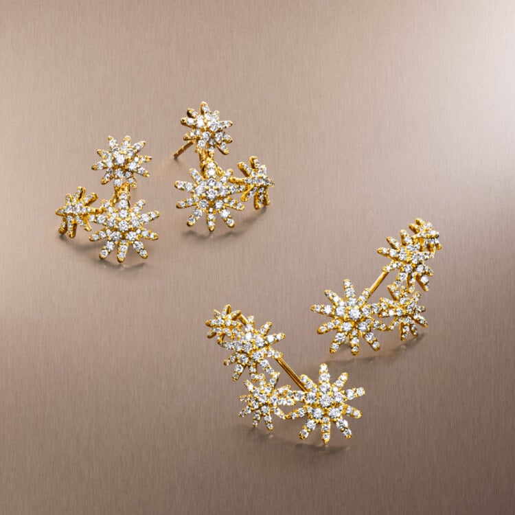 Three pairs of David Yurman Starburst earrings.