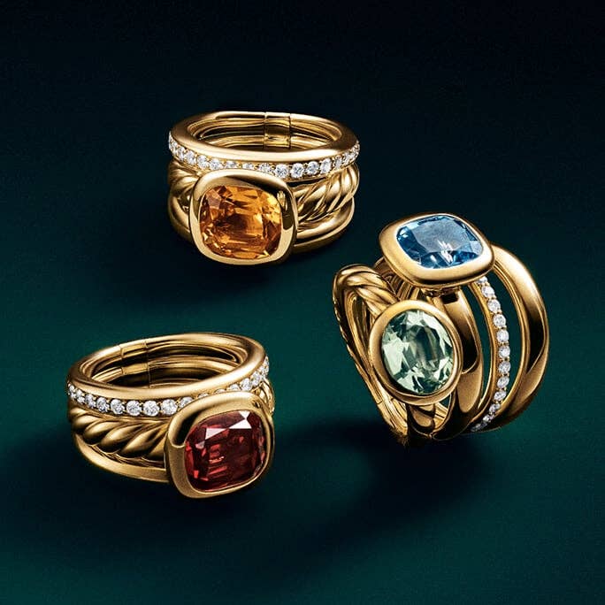 Three David Yurman Mercer rings.