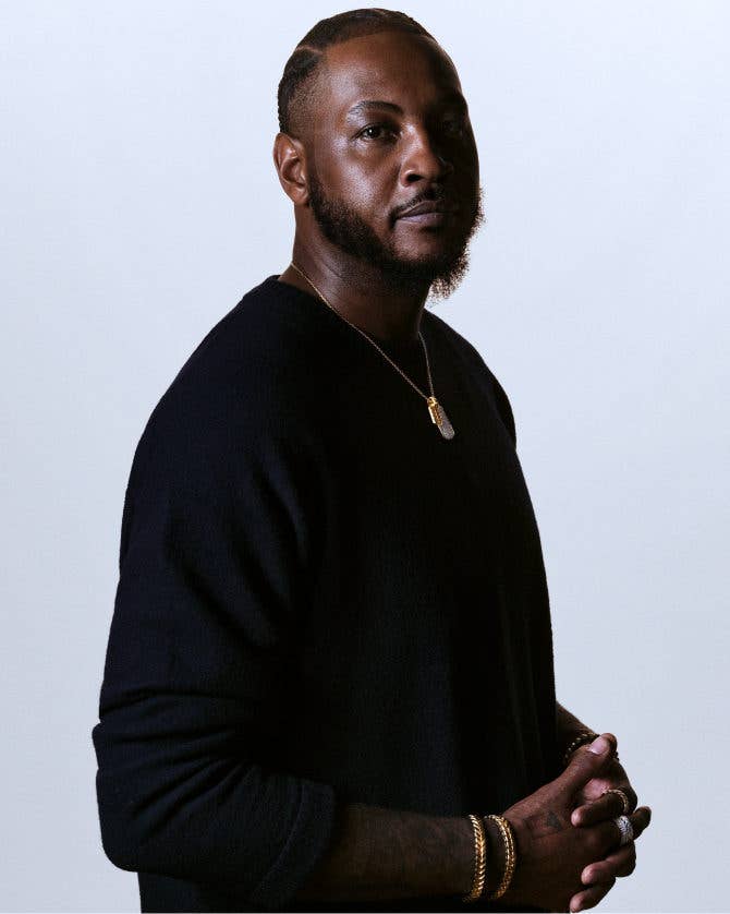 Carmelo Anthony Wearing Jewelry From The Chevron Collection