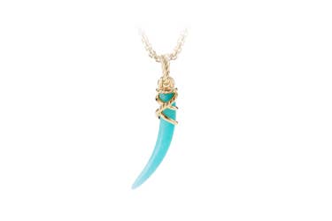Shop tusk amulet in 18K yellow gold with amazonite