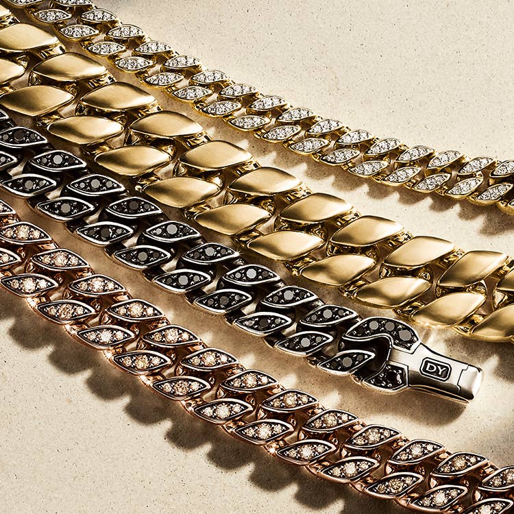 An image of  4 curb chain necklaces.