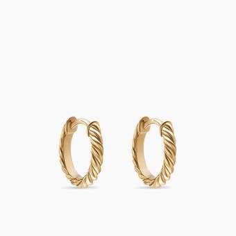 Sculpted Cable Huggie Hoops in 18K Yellow Gold