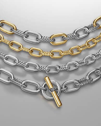Four David Yurman necklaces for women.