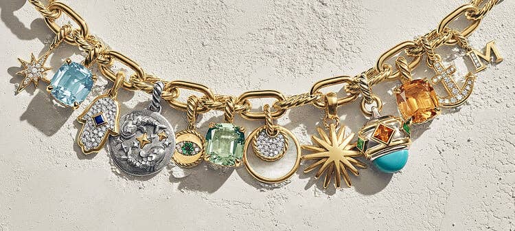 David Yurman charms on a chain.