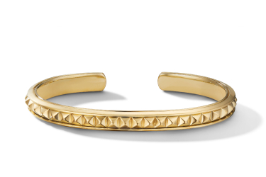 Shop pyramid cuff bracelet in yellow gold.