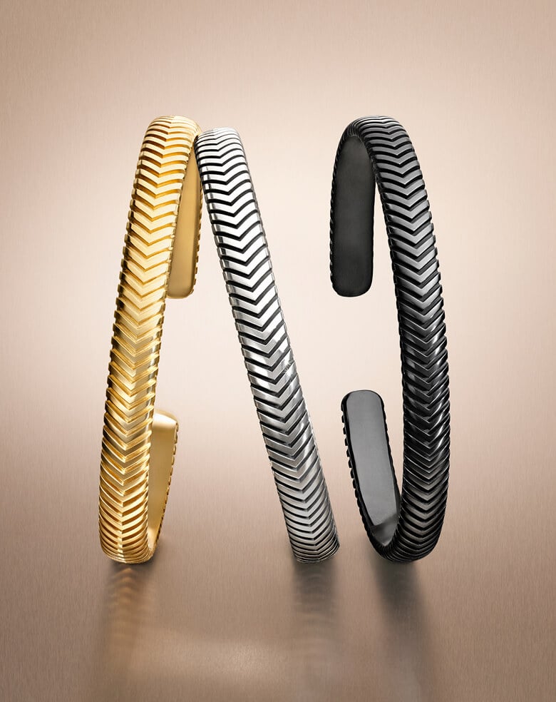 David Yurman Chevron bracelets.