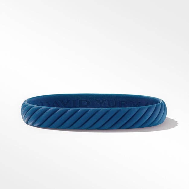 Shop the blue rubber bracelet.