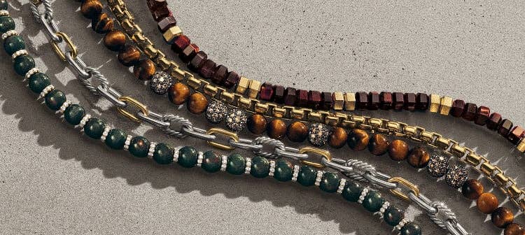 David Yurman Spiritual Bead chains in various materials.