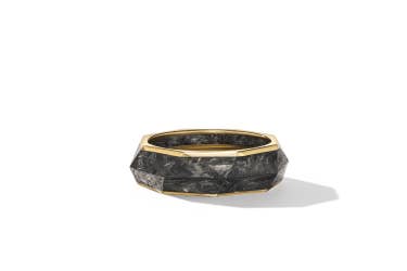 Shop Forged Carbon band ring with yellow gold.