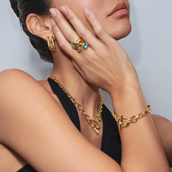 Model wearing David Yurman Mercer collection.