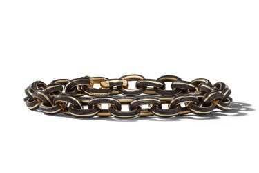 Shop Forged Carbon link bracelet with yellow gold.