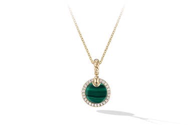 Shop petite elements pendant necklace in 18K yellow gold with malachite.