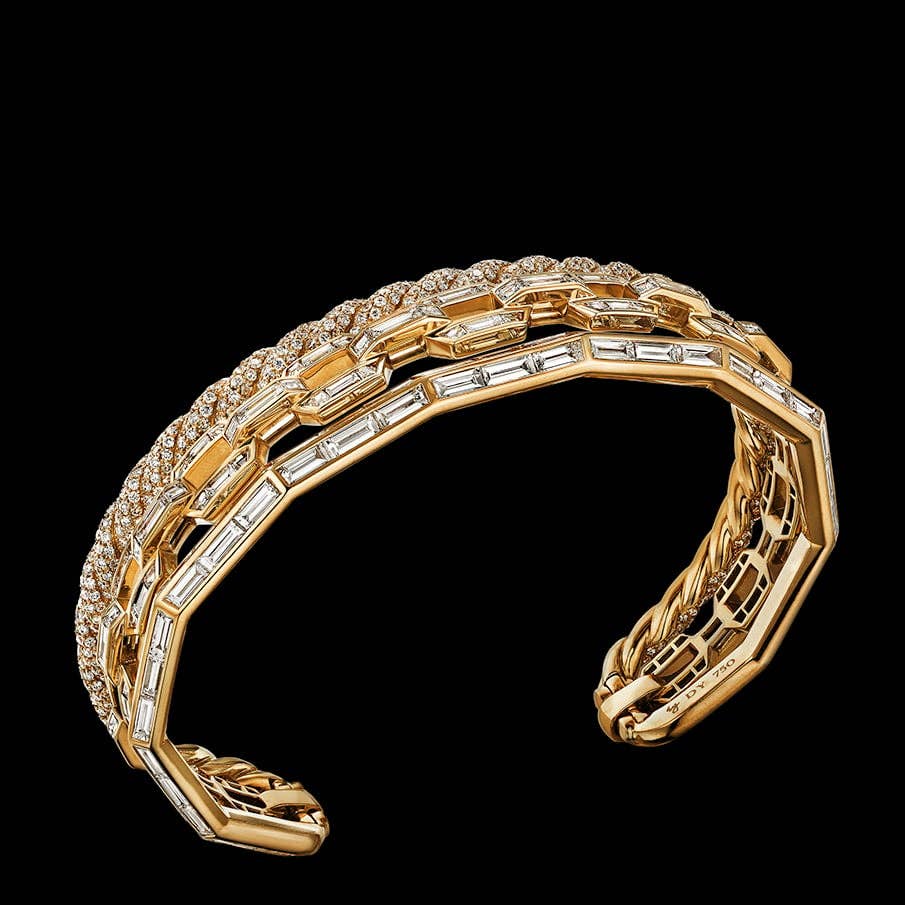 Bracelet manchette Stax en or jaune avec diamants