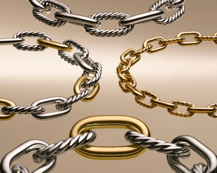 An image of four David Yurman Madison bracelets
