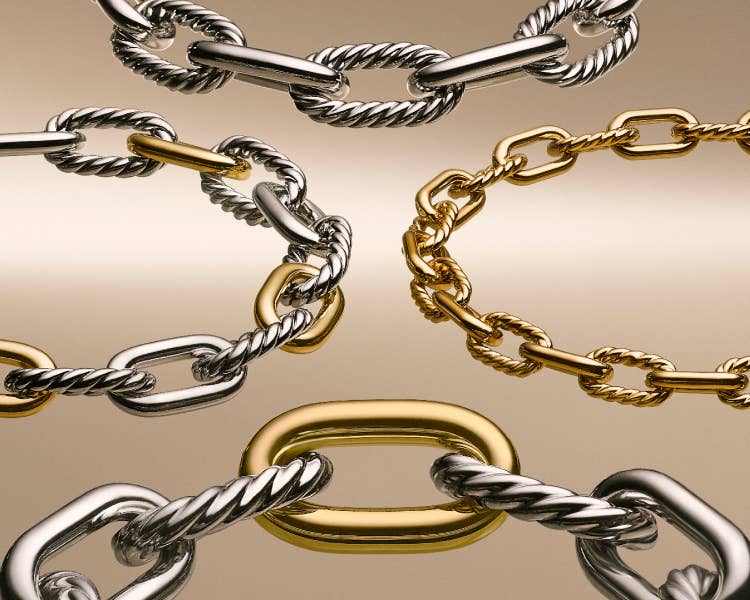 An image of four David Yurman Madison bracelets