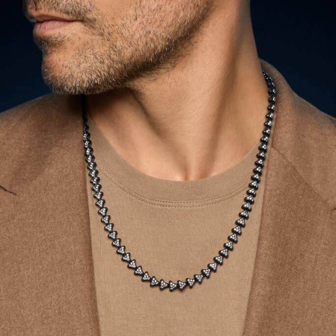 Model wearing a David Yurman necklace.