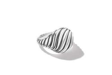 shop sculpted cable pinky ring in sterling silver.