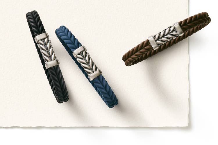 An image of three chevron rubber bracelets.