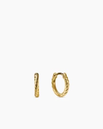 Sculpted Cable Micro Huggie Hoop Earrings in 18K Yellow Gold, 10.7mm