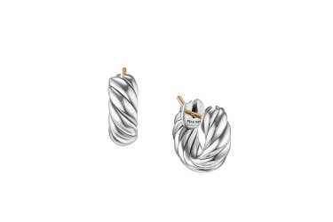 shop sculpted cable hoop earrings in sterling silver.