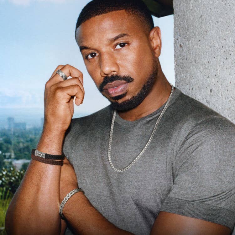 Michael B. Jordan wearing David Yurman men's jewelry.