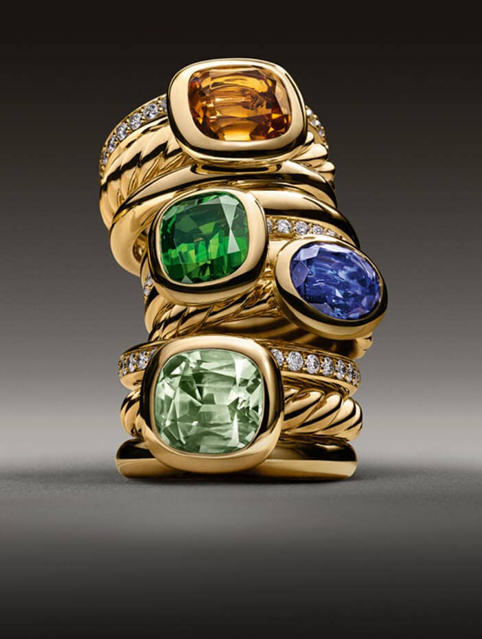 Stack of David Yurman Mercer Rings. 