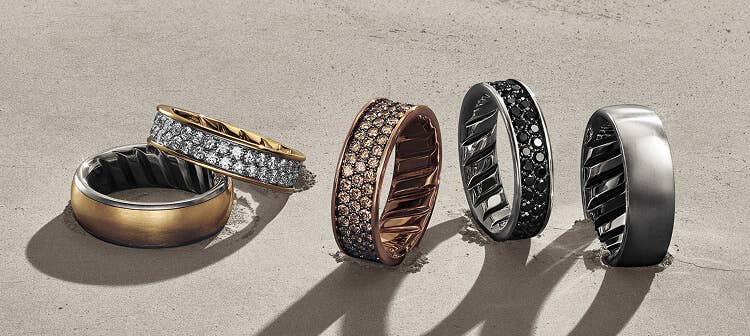 Five David Yurman Streamline&reg; rings.