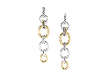 Shop DY Mercer drop earrings in sterling silver and yellow gold.