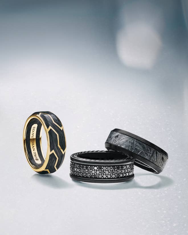 Three David Yurman rings.