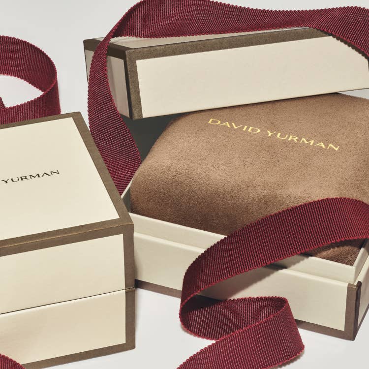An image of a David Yurman gift box with Chatelaine rings.